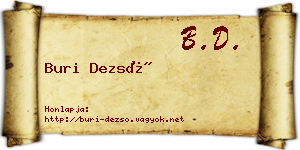 Buri Dezső névjegykártya